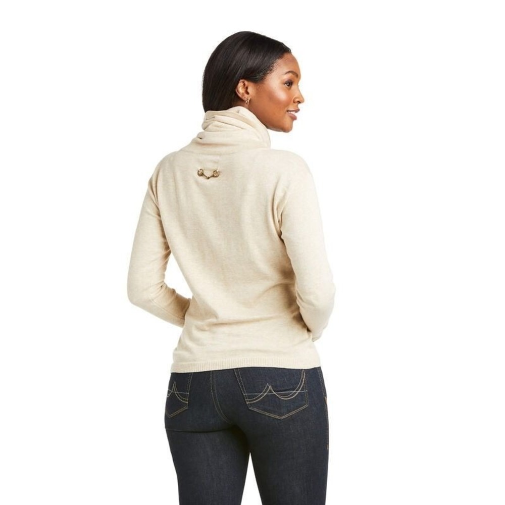 Ariat Lexi Sweater Women's XS Beige Supima Cotton Knit Cowl Neck Sweater NWOT